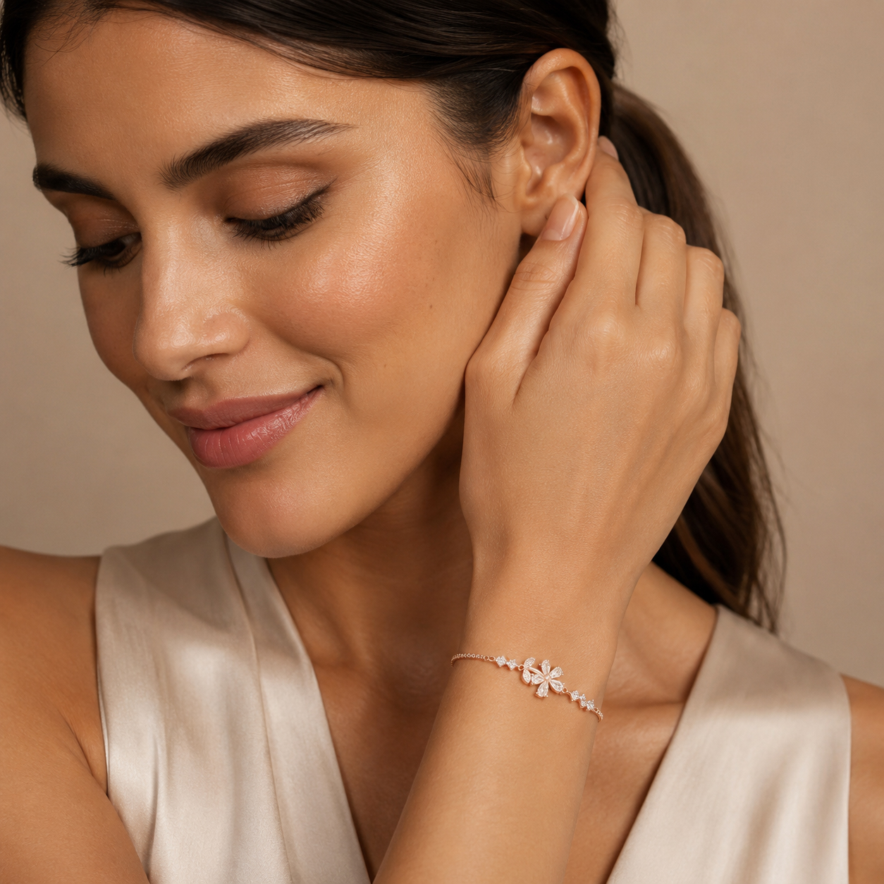 Rose gold-plated silver ring
